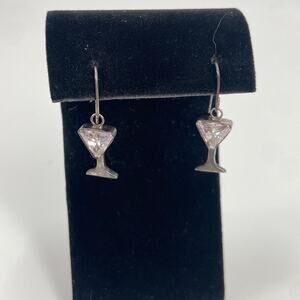 Sterling Silver Martini CZ earrings